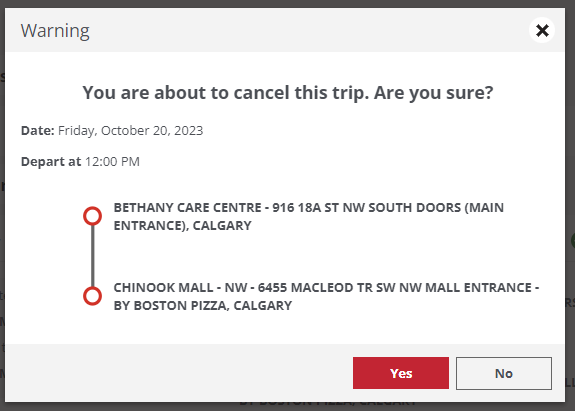 step of how to cancel trip