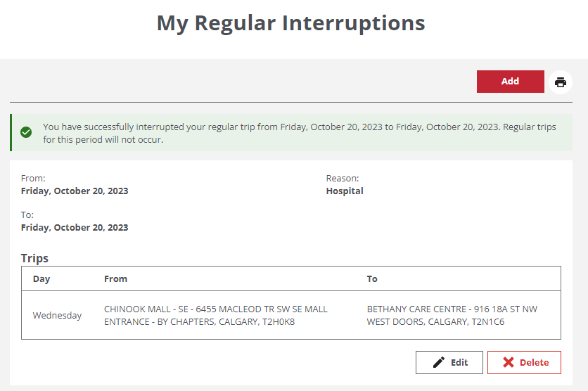 image of successful trip interruption 