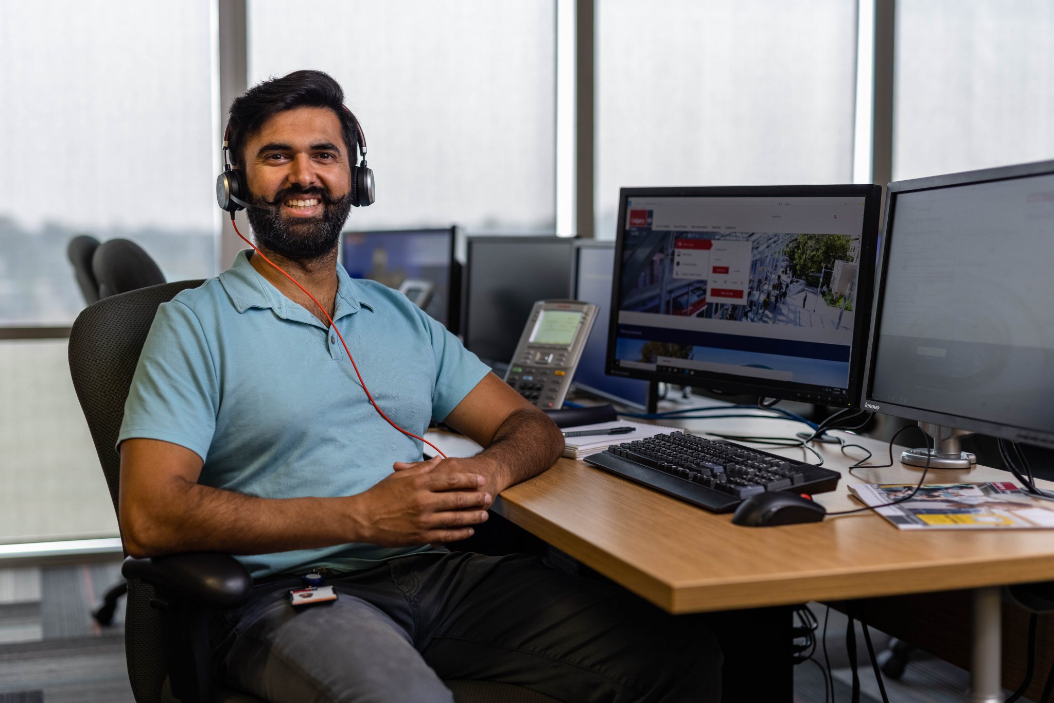 Man sitting in a call centre
