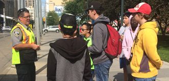 people on a CTrain platform